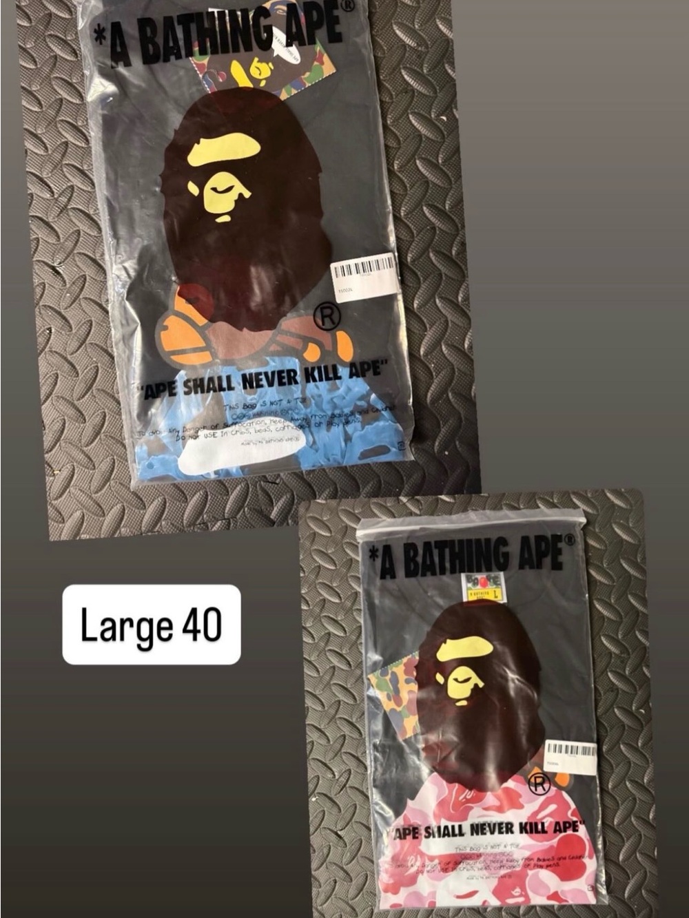 Bape Kids Black Tee with Multicolor Ape Head Graphic
